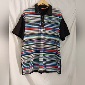 Puma Men's Size Large Multicolor Striped Athletic Polo Shirt Dry Cell